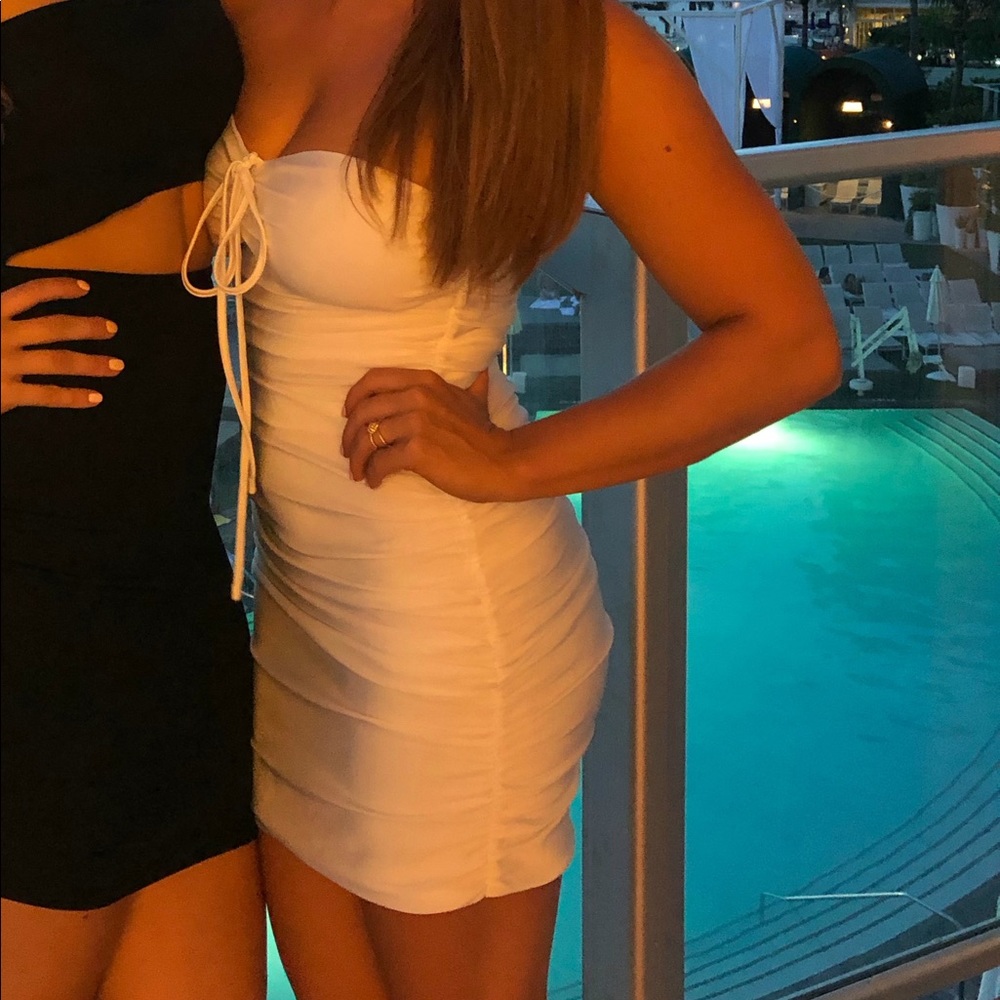 Tiger Mist white strapless mini dress